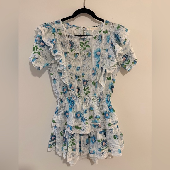 LoveShackFancy Dresses & Skirts - *LIKE NEW* LoveShackFancy Natasha Cotton Lace Trim Floral Ruffle Mini Dress